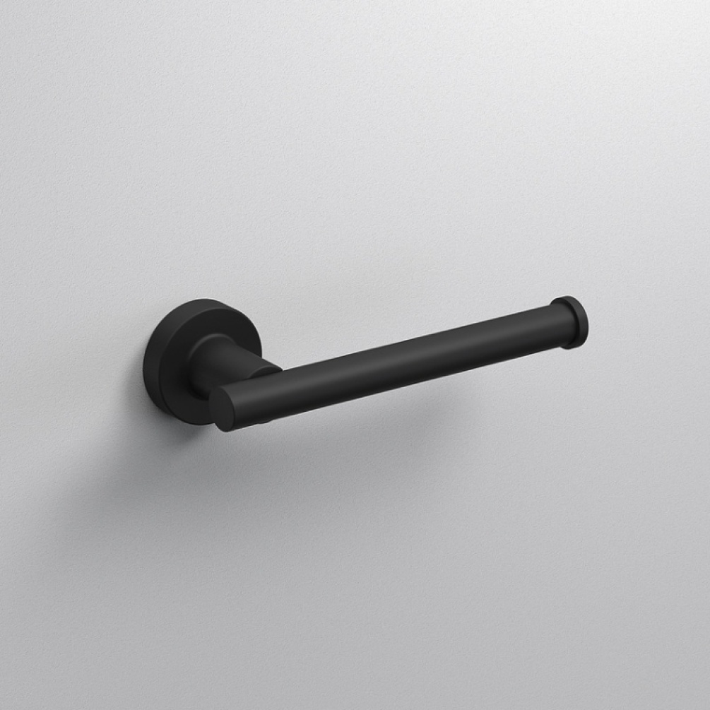 Close up product image of the Origins Living Tecno Project Black Spare Toilet Roll Holder